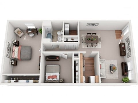 Floor plan for 2 beds, 1 bath, 720 sqft