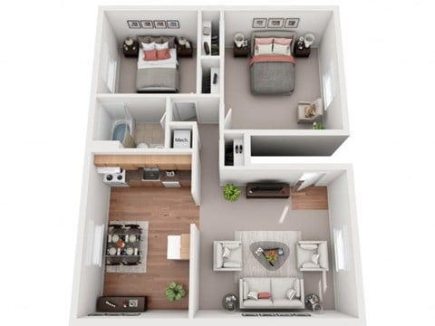 Floor plan for 2 beds, 1 bath, 720 sqft