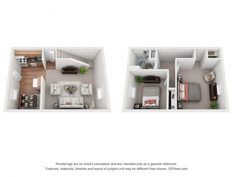 Floor plan for 2 beds, 1 bath, 820 sqft