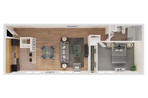 Floor plan for 1 bed, 1 bath, 572 sqft
