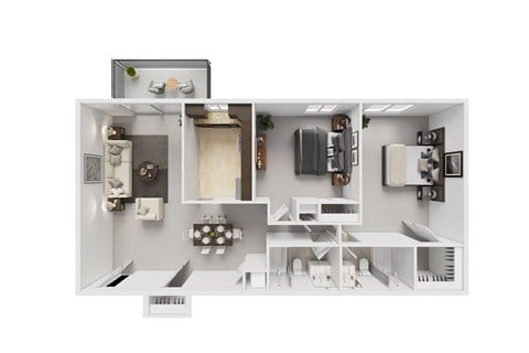 Floor plan for 2 beds, 2 baths, 1003 sqft