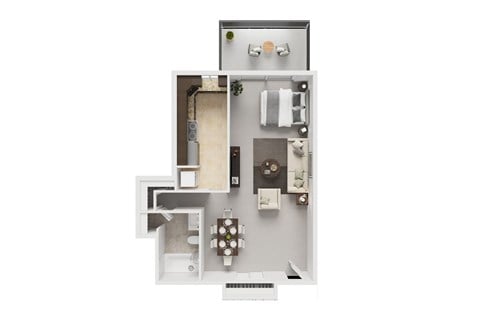 Floor plan for studio, 1 bath