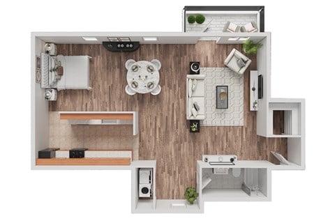 Floor plan for studio, 1 bath, 650 sqft
