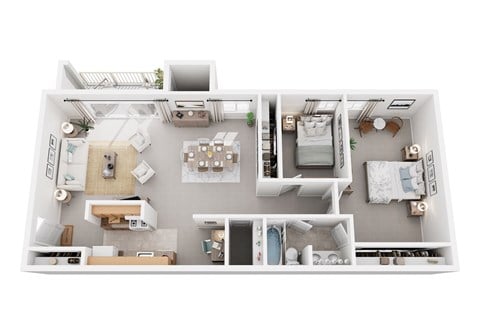 Floor plan for 2 beds, 1 bath, 855 sqft