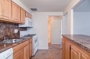 Baltimore apartment for rent - a kitchen with granite countertops and a sink
