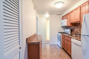 Baltimore apartment for rent - an empty bedroom with a mirrored closet door