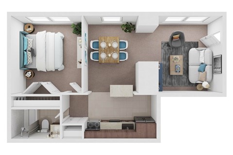 Floor plan for 1 bed, 1 bath, 550 sqft