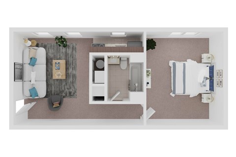 Floor plan for 1 bed, 1 bath, 550 sqft