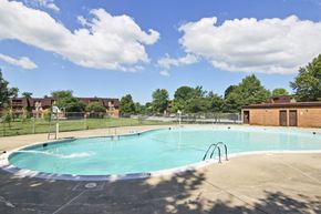 Frederick apartment for rent - A large swimming pool with a blue tinted water and a white cloud in the sky.