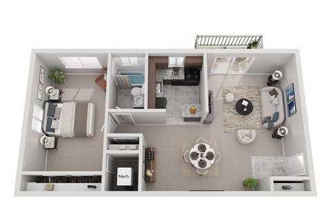 Floor plan for 1 bed, 1 bath, 759 sqft