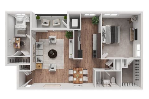 Floor plan for 2 beds, 1 bath, 873 sqft