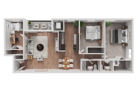 Floor plan for 3 beds, 1.5 baths, 1054 sqft