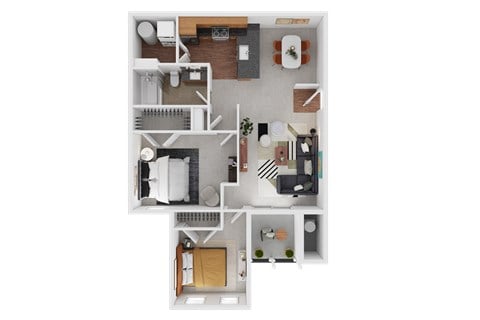 Floor plan for 2 beds, 1 bath, 1014 sqft