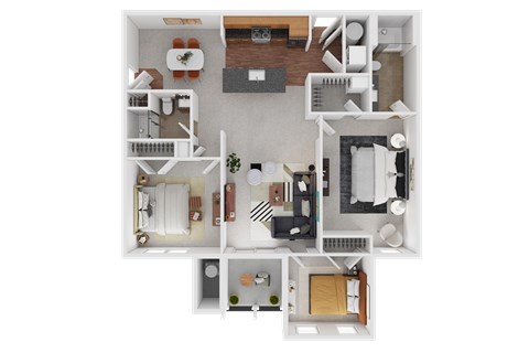 Floor plan for 3 beds, 2 baths, 1335 sqft