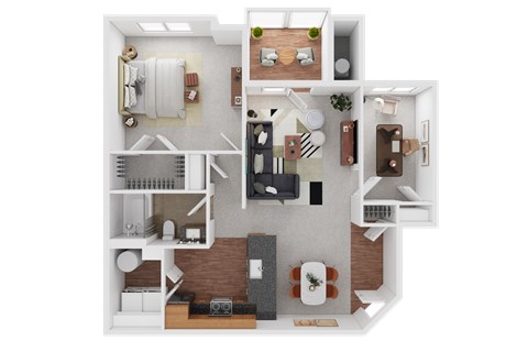 Floor plan for 1 bed, 1 bath, 1098 sqft