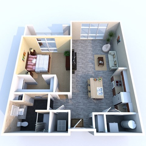 Floor plan for 1 bed, 1 bath, 788 sqft