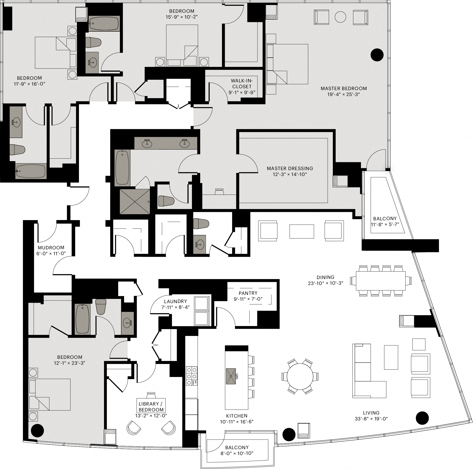 Floor plan for 5 beds, 5 baths, 4085 sqft