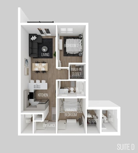 Floor plan for 2 beds, 2 baths, 930 sqft