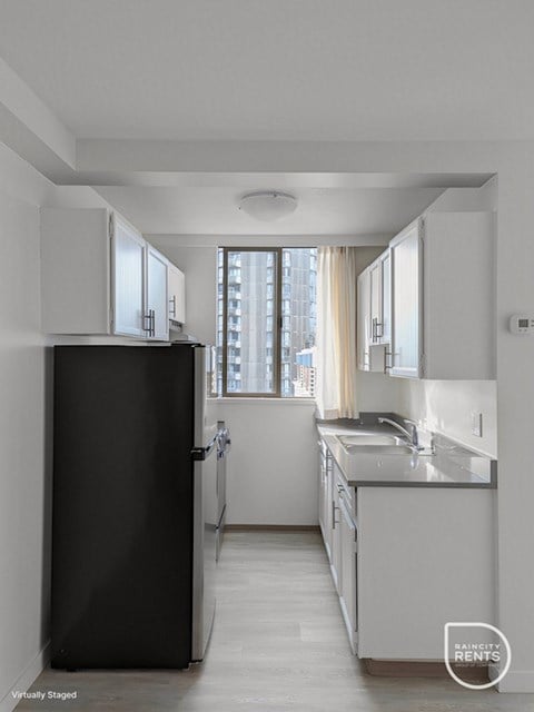 Floor plan for 1 bed, 1 bath, 596 sqft