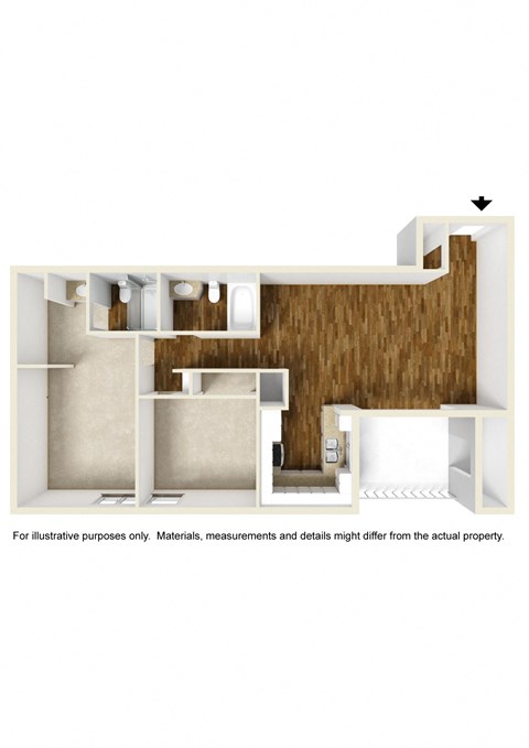 Floor plan for 2 beds, 2 baths, 828 sqft
