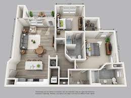 Floor plan for 2 beds, 2 baths