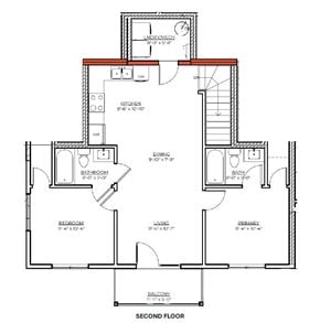Saskatoon apartment for rent - A floor plan of a two-story house with labeled rooms and dimensions.