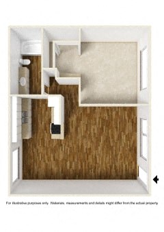 Floor plan for 1 bed, 1 bath, 815 sqft