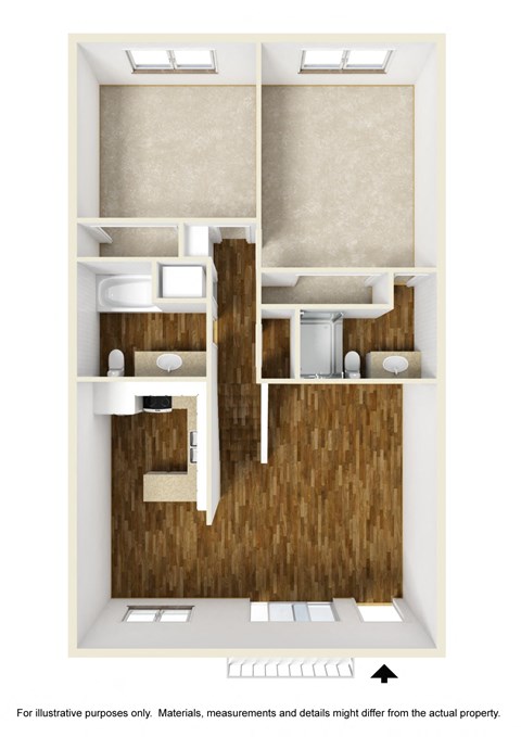 Floor plan for 2 beds, 2 baths, 1004 sqft