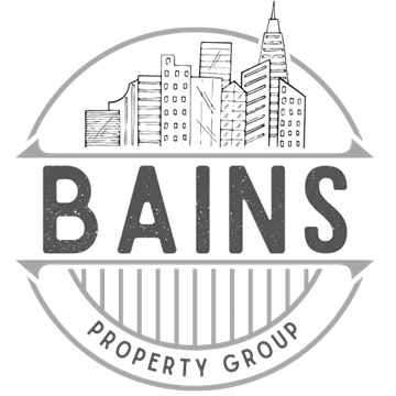 Reisterstown apartment for rent - A logo for Bains Property Group features a city skyline and the company name.