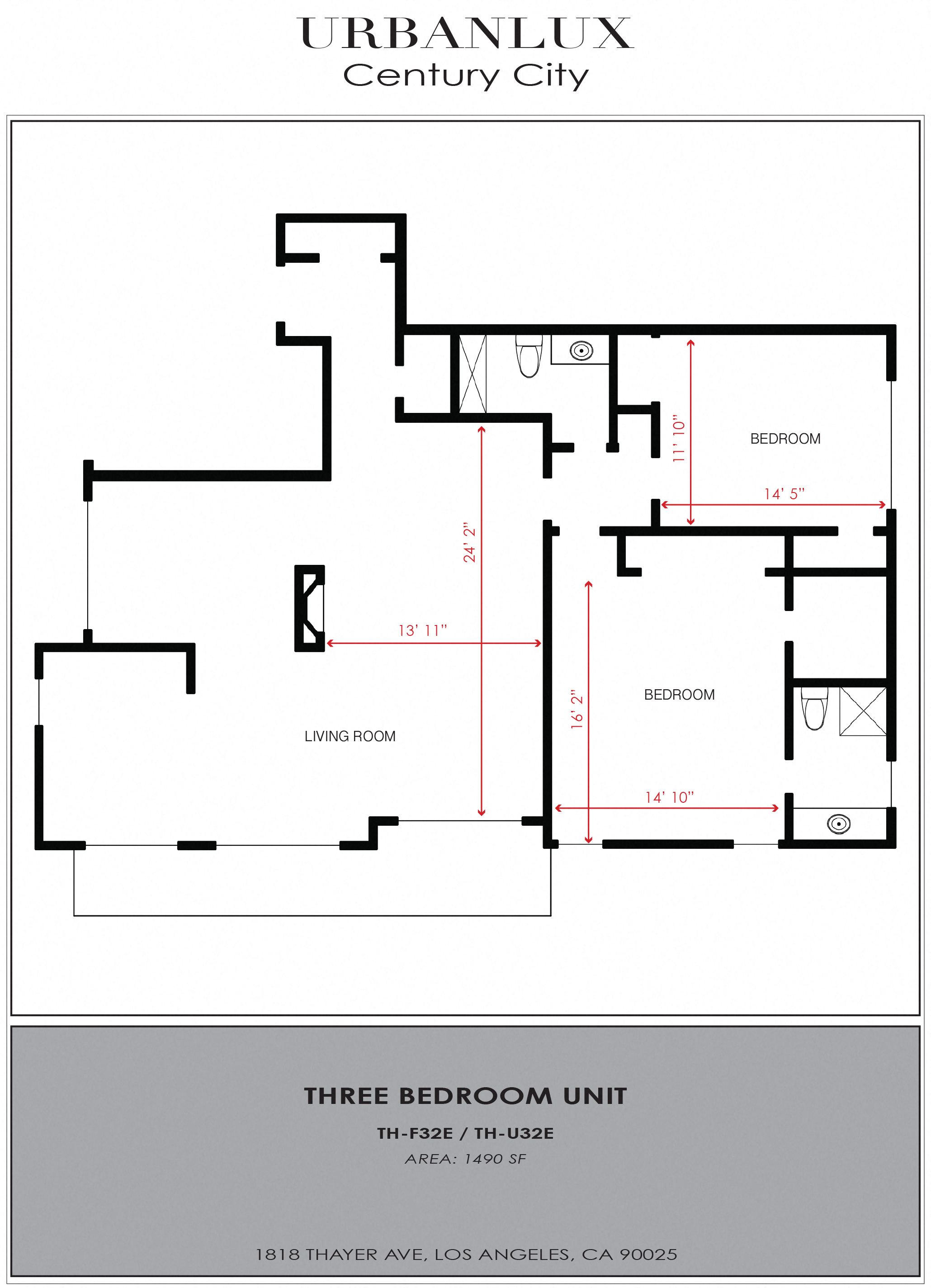 Floor plan for 3 beds, 2 baths, 1703 sqft