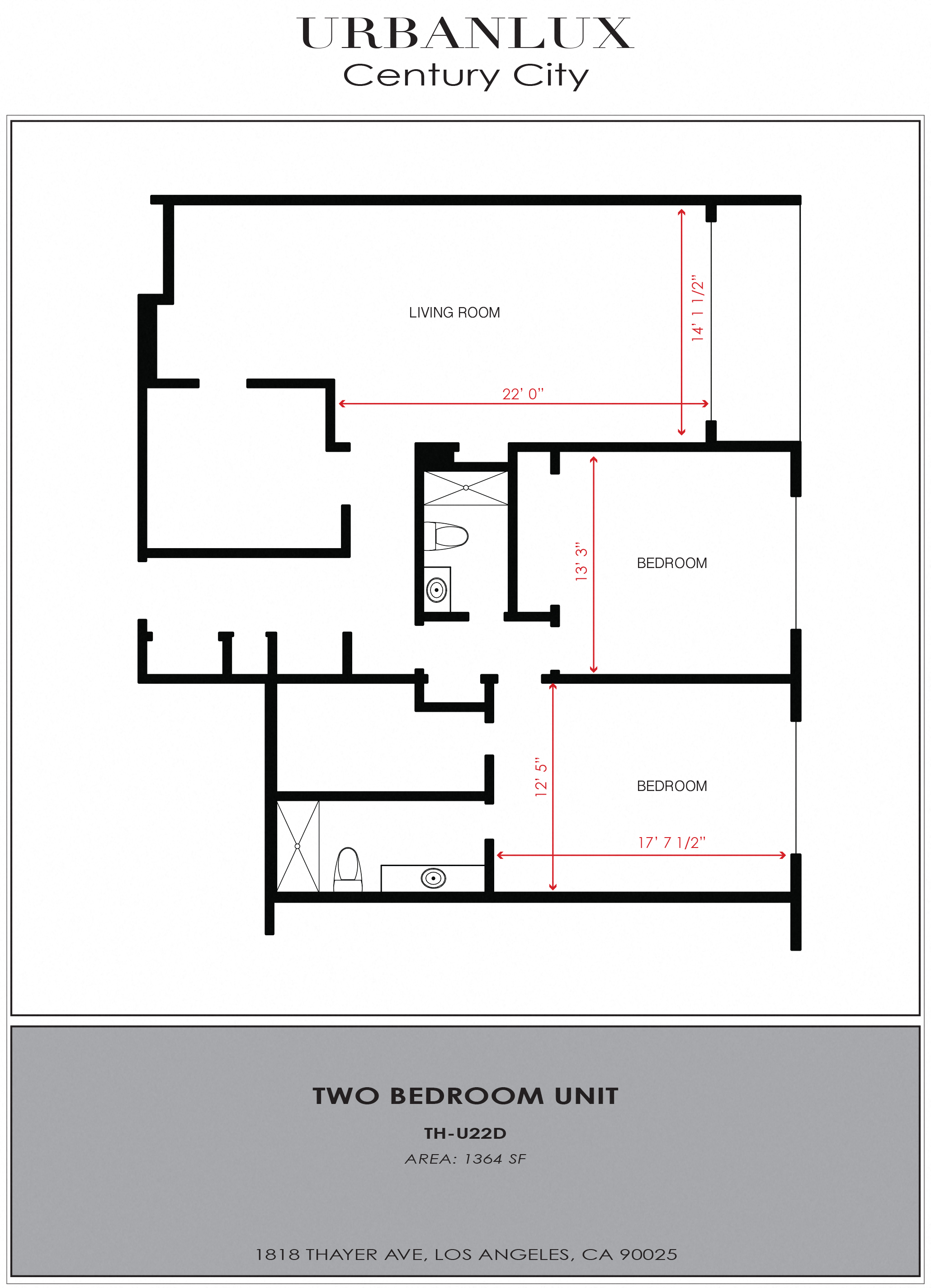 Floor plan for 2 beds, 2 baths, 1562 sqft