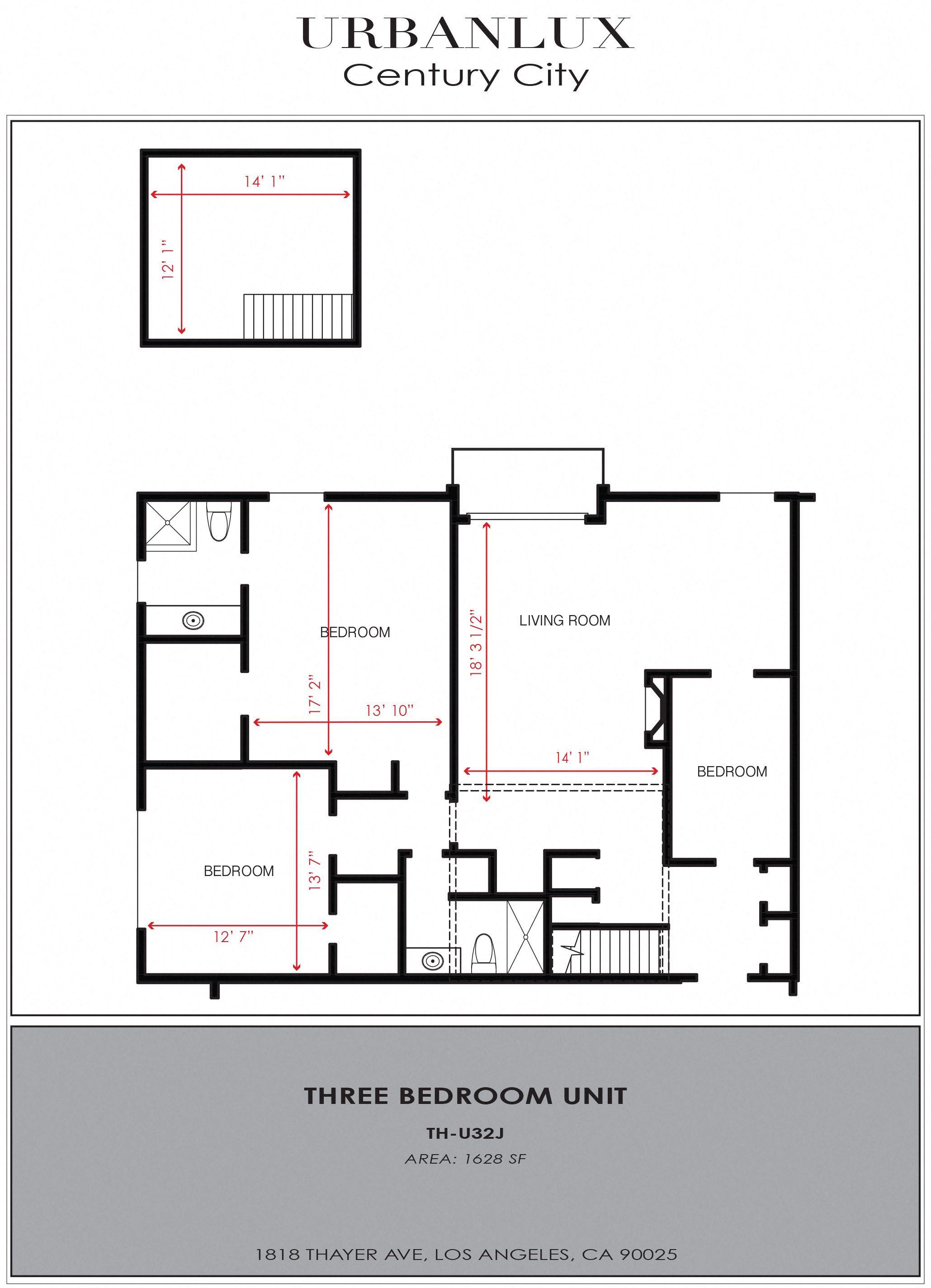 Floor plan for 3 beds, 2 baths, 1711 sqft