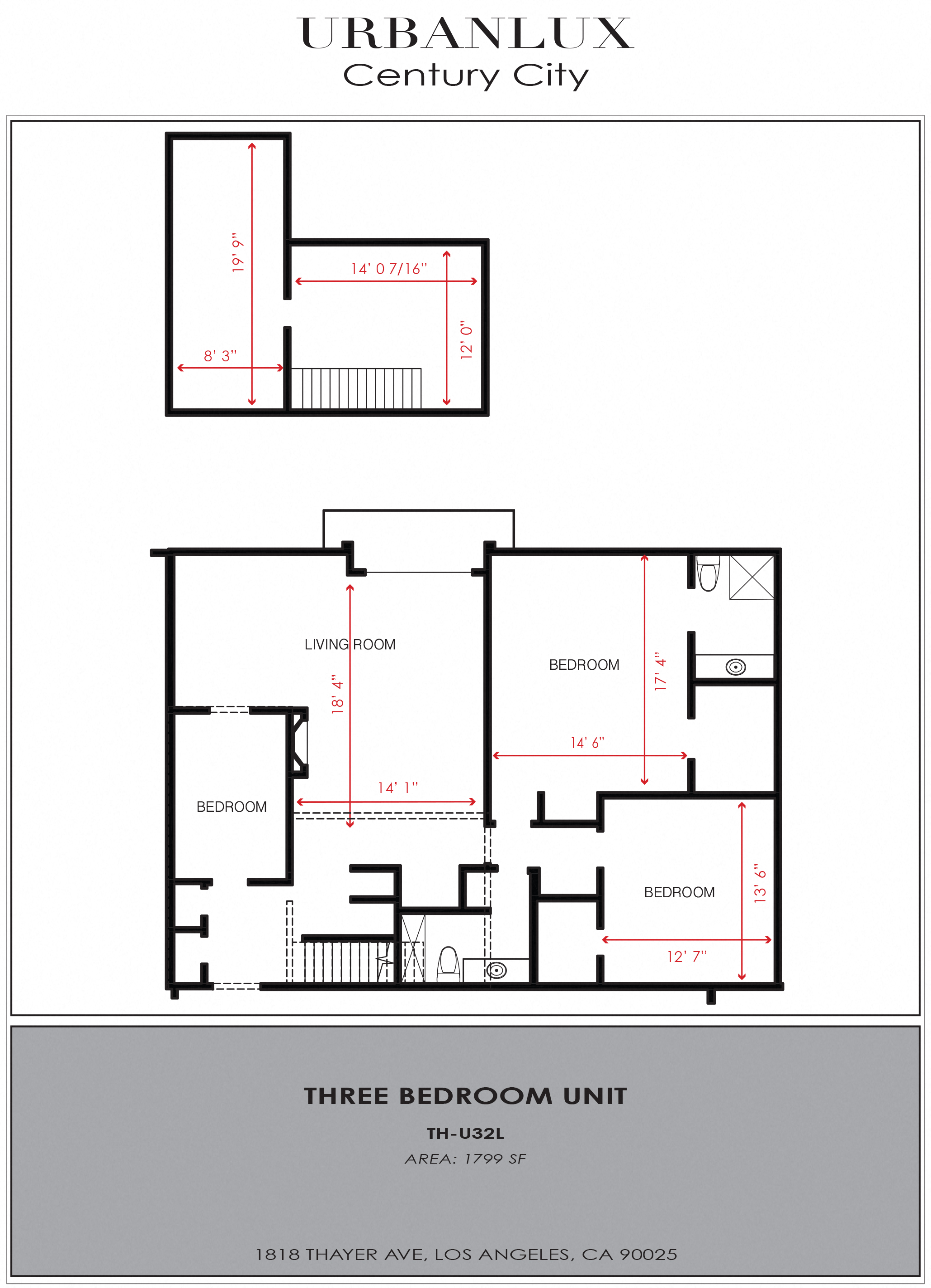 Floor plan for 3 beds, 2 baths, 1800 sqft