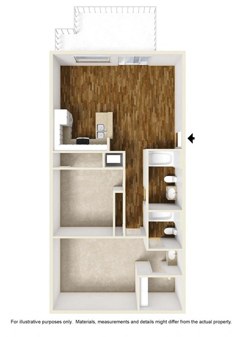 Floor plan for 2 beds, 2 baths, 924 sqft