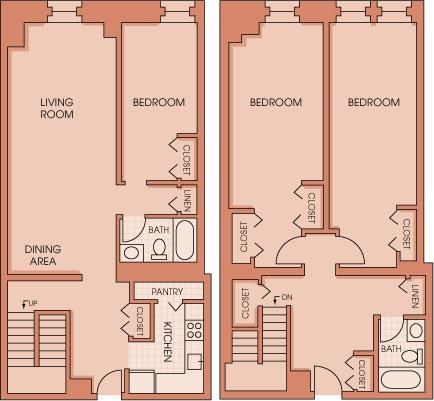 Floor plan for 3 beds, 2 baths, 1832 sqft