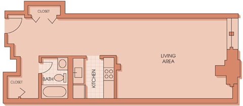 Floor plan for studio, 1 bath, 710 sqft