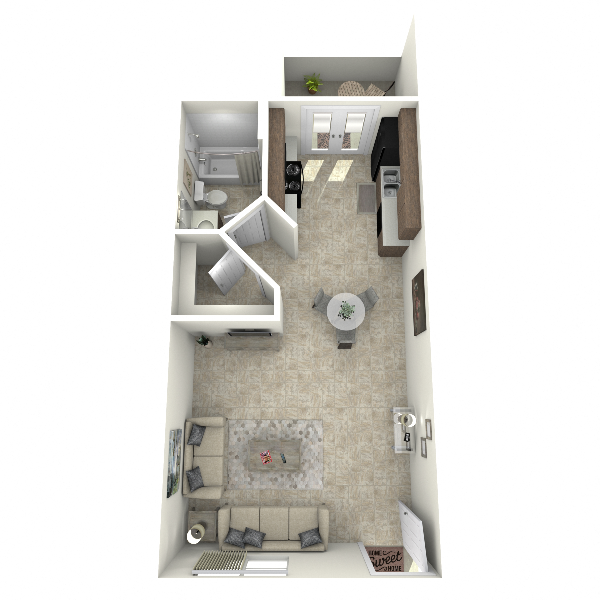 Floor plan for studio, 1 bath, 405 sqft