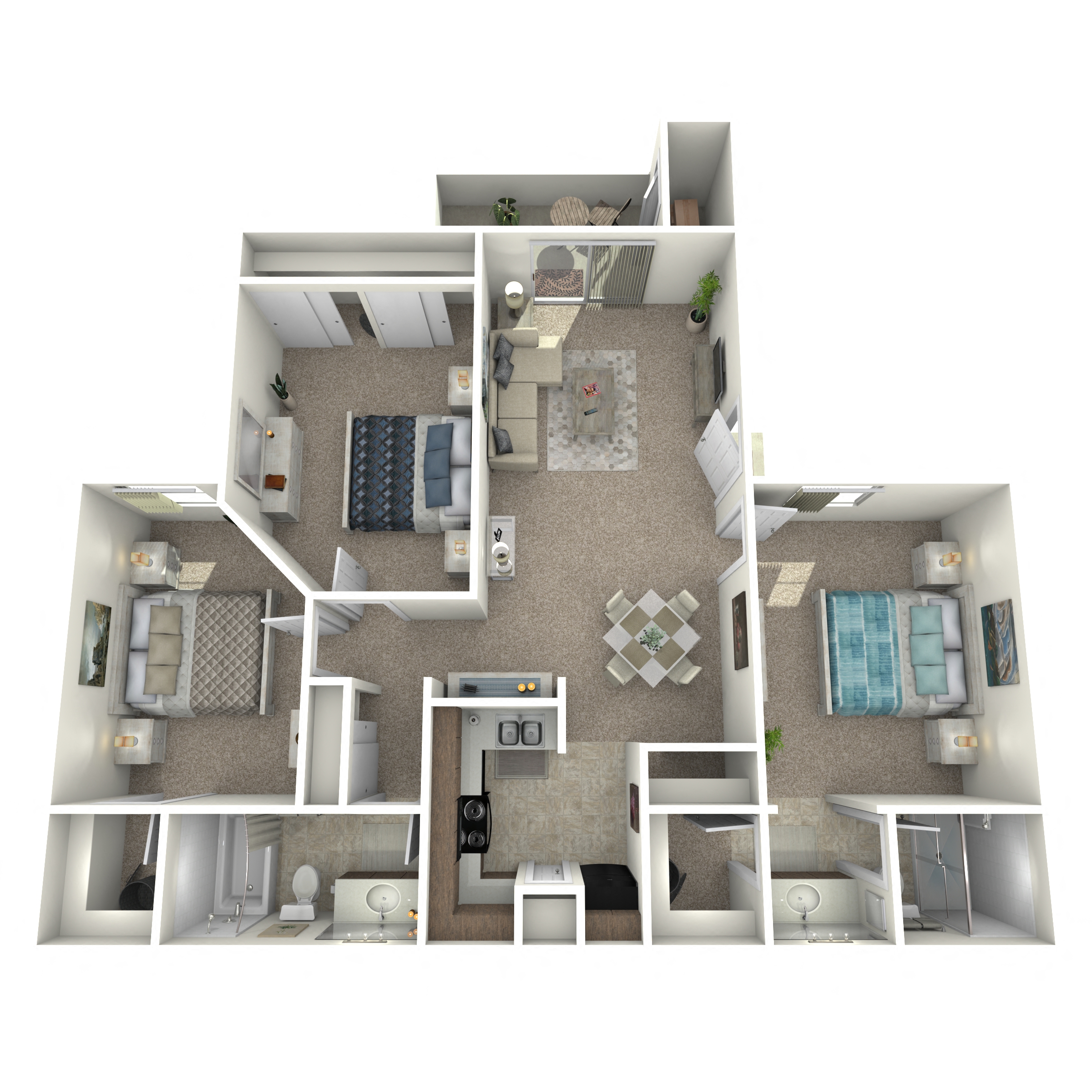 Floor plan for 3 beds, 1.8 baths, 1081 sqft