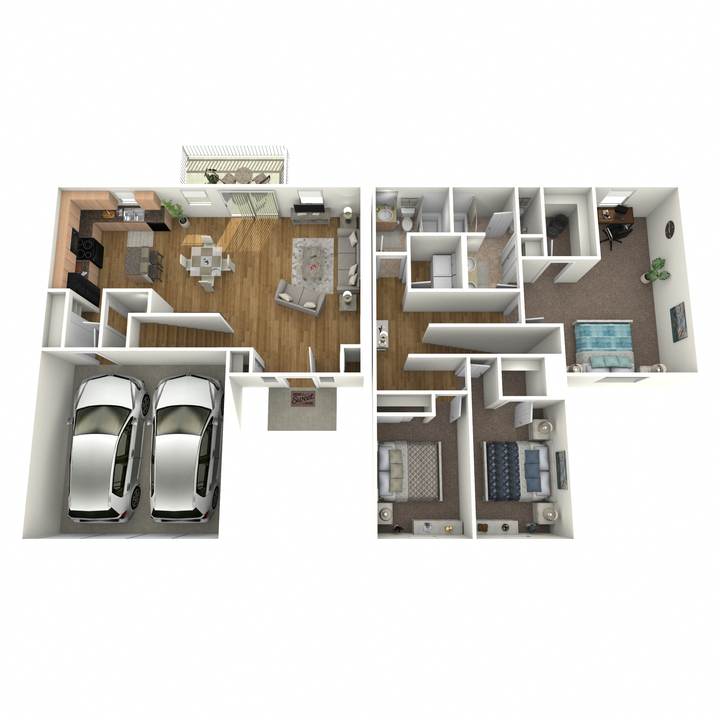 Floor plan for 3 beds, 2.5 baths, 1771 sqft