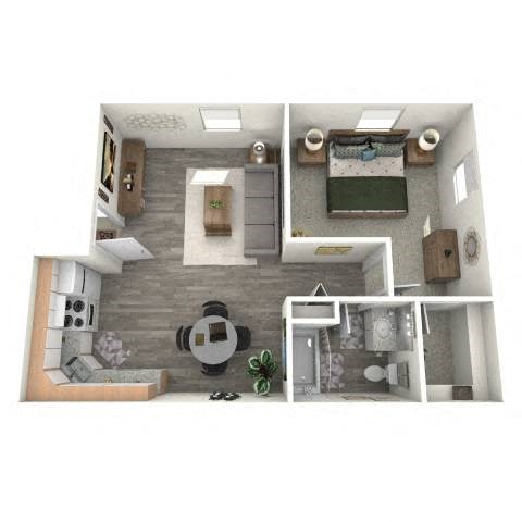 Floor plan for 1 bed, 1 bath, 575 sqft