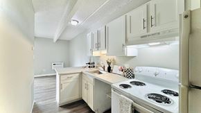 Aurora apartment for rent - a kitchen with a counter top and a refrigerator