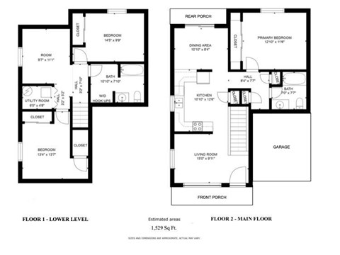 Floor plan for 3 beds, 2 baths, 1494 sqft