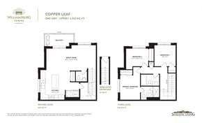 Kitchener apartment for rent - A floor plan for a property called Copper Leaf is shown, which is an upper end unit sized at 1,131 square feet.