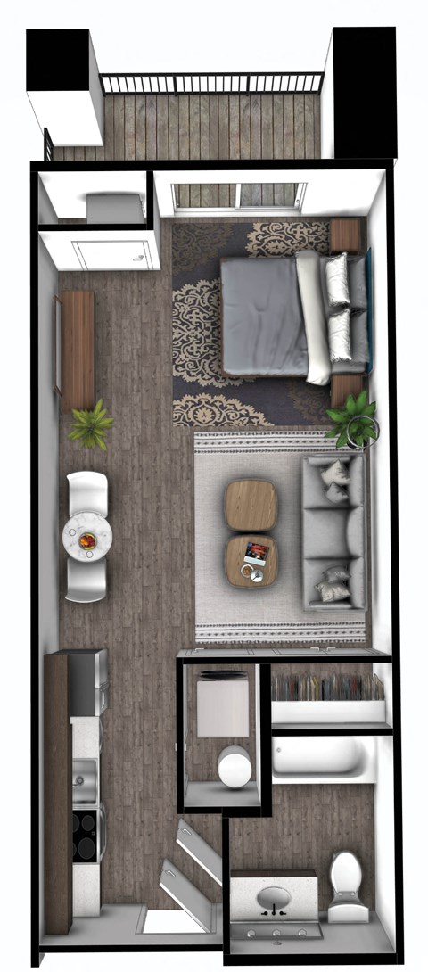 Floor plan for studio, 1 bath, 511 sqft