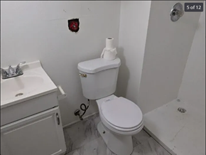 St. Louis house for rent - a bathroom with a toilet and a sink