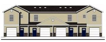 Gardner apartment for rent - an image of a yellow house with blue doors