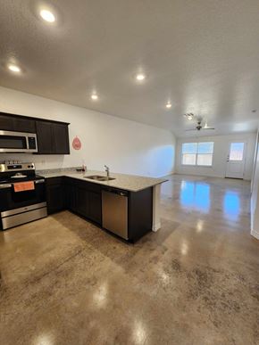 Copperas Cove apartment for rent - A kitchen with a stove, oven, and microwave.