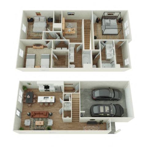 Floor plan for 3 beds, 2.5 baths, 1712 sqft