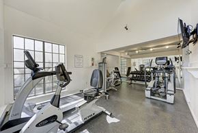 Austin apartment for rent - A gym with a treadmill, elliptical machines, and other exercise equipment.