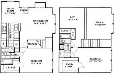 Floor plan for 2 beds, 2 baths, 1229 sqft